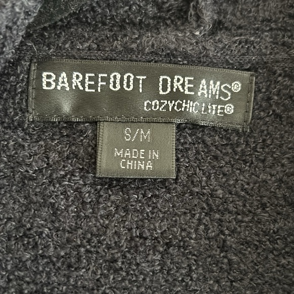 Barefoot Dreams CozyChic Lite Black Waterfall Open Front Cardigan - Picture 3 of 10